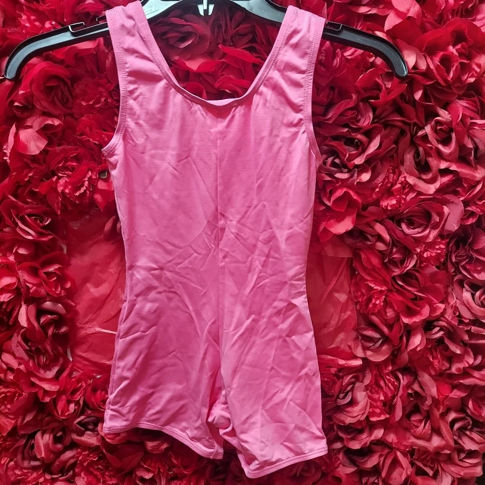 Girls Unitard Size 7/8 Pink with Dance Decal